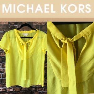 Michael Kors Tops - Michael Kors Yellow Sheer Top with Sailor Tie Michael Kors Tops - Michael Kors Yellow Sheer Top with Sailor Tie